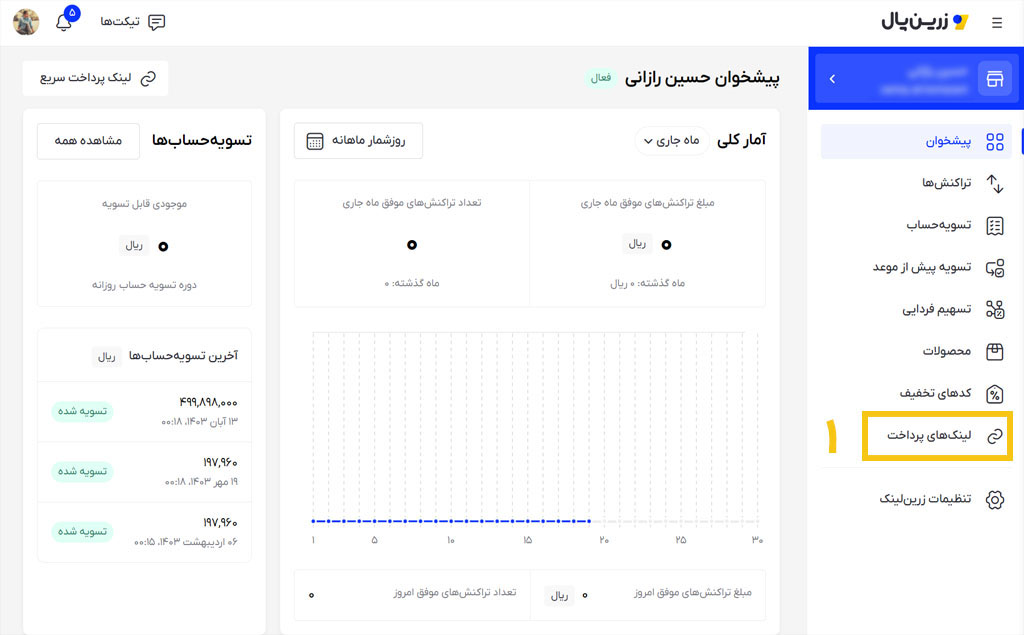 لینک دریافت وجه